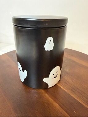 DAVIDsTEA Halloween Ghost Black Ceramic Tea Storage Canister Glow in the Dark